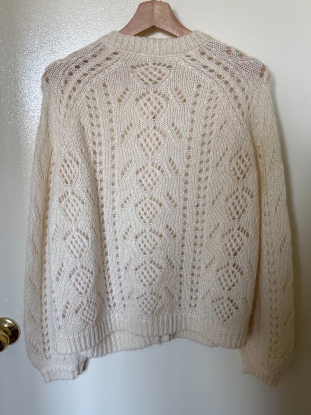 Sezane Mario Cream Mohair Merino Wool Blend Knit Cardigan M - Picture 7 of 7